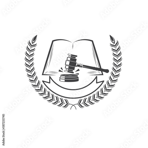 judge's gavel badge vector icon of lawyer  concept design template