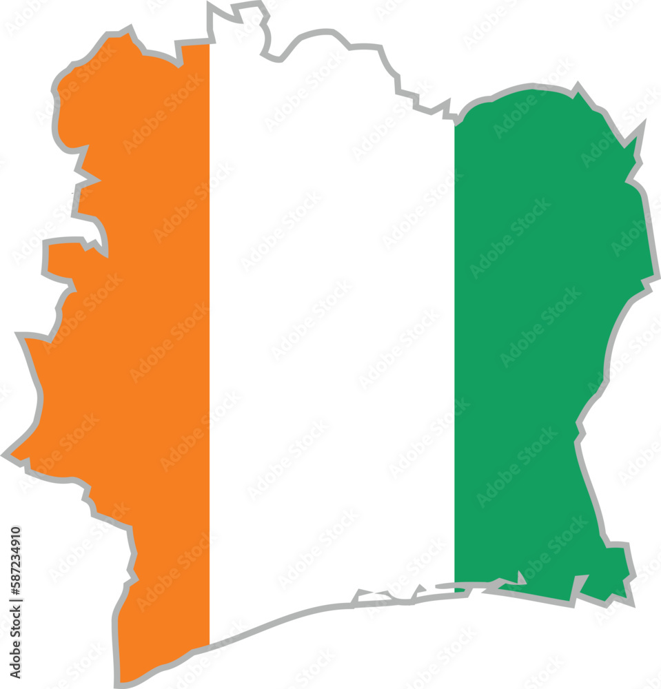 Cote Divoire Flag, Cote Divoire national flag - Cote Divoire map with ...
