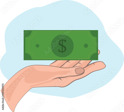 Dollar in the air with hand buying vector illustration