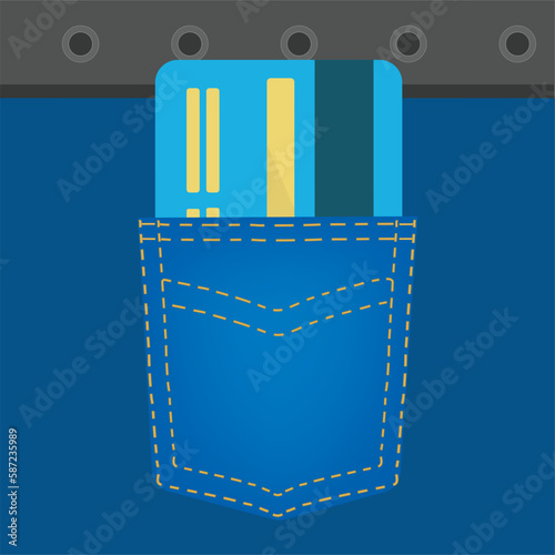 Credit card in pocket vector illustration