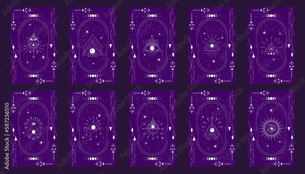 Tarot Card Set with Mystic Eye and Celestial Border