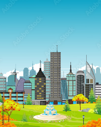 modern city with tall building