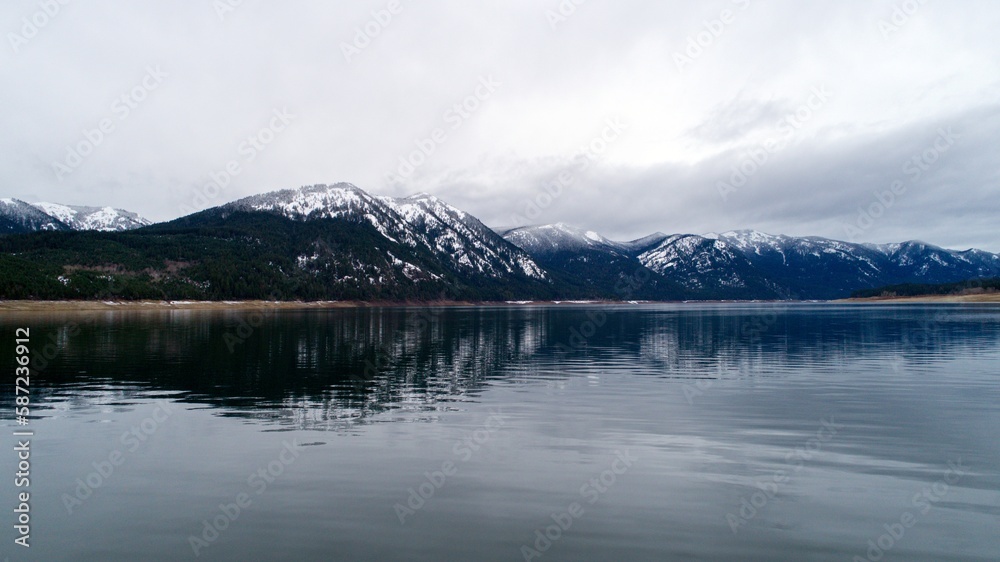 Winter landscape at Cle Elum Lake in the Cascade Mountains of Washington State