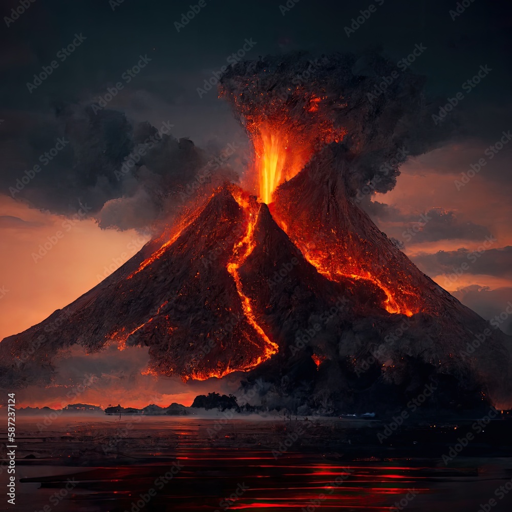 volcanic eruption. Generative ai