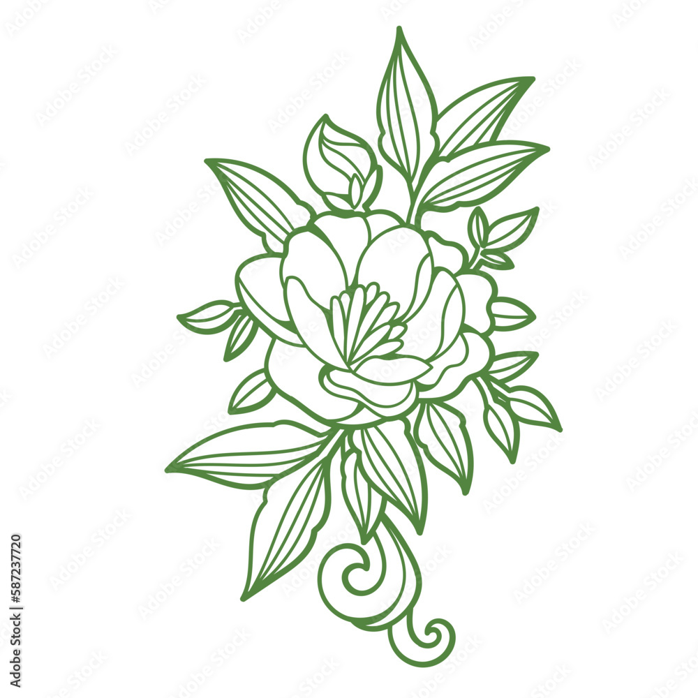 Outline Floral Element Outline Floral Element