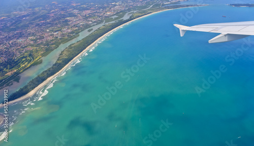 aerial view of river and sea landscape with Bengkulu City as a background