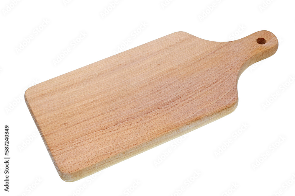 Homemade wooden kitchen cutting board made from beech isolated Homemade wooden kitchen cutting board made from beech isolated