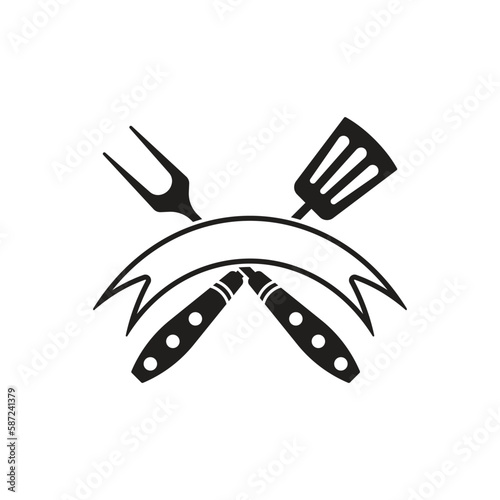 bbq grill logo icon design vector