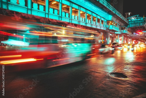 Beautiful shot of the streets of Bangkok, Thailand at night