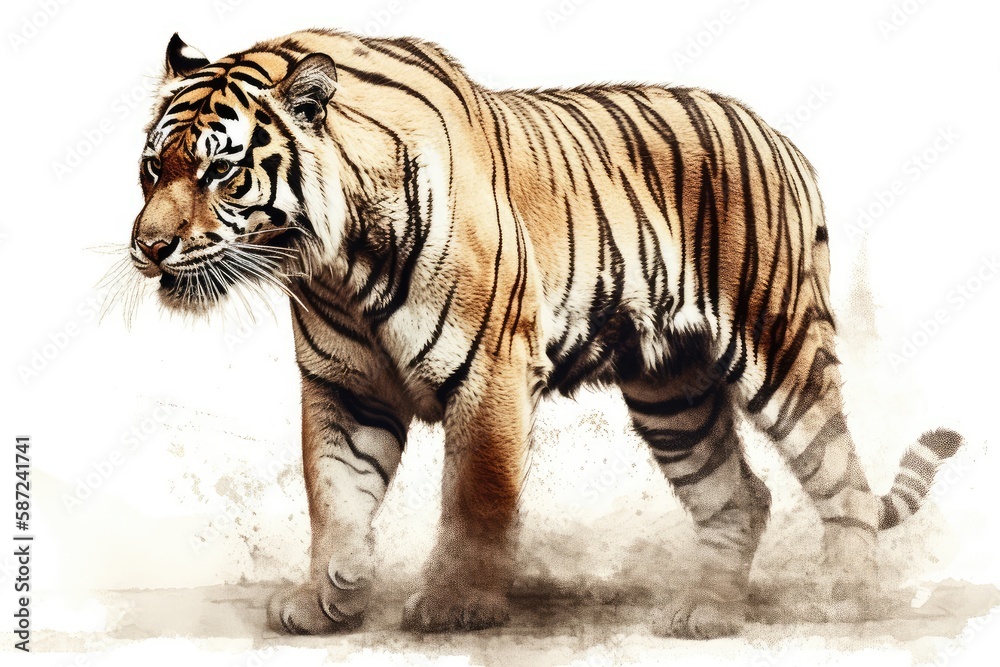 Obraz premium Beautiful animal retro style art Tiger Artwork