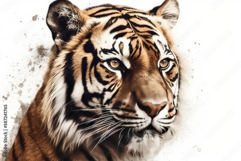 Naklejka premium Beautiful animal retro style art Tiger Artwork