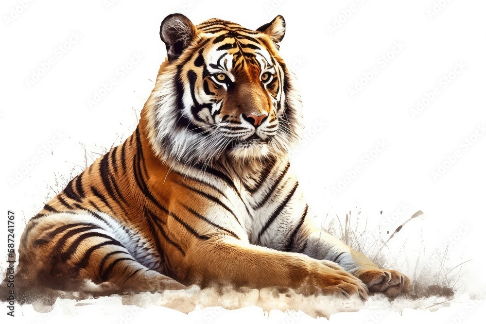 Obraz premium Beautiful animal retro style art Tiger Artwork