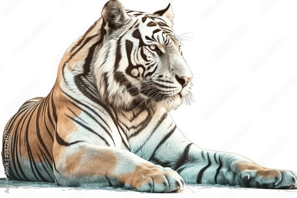 Fototapeta premium Beautiful animal retro style art Tiger