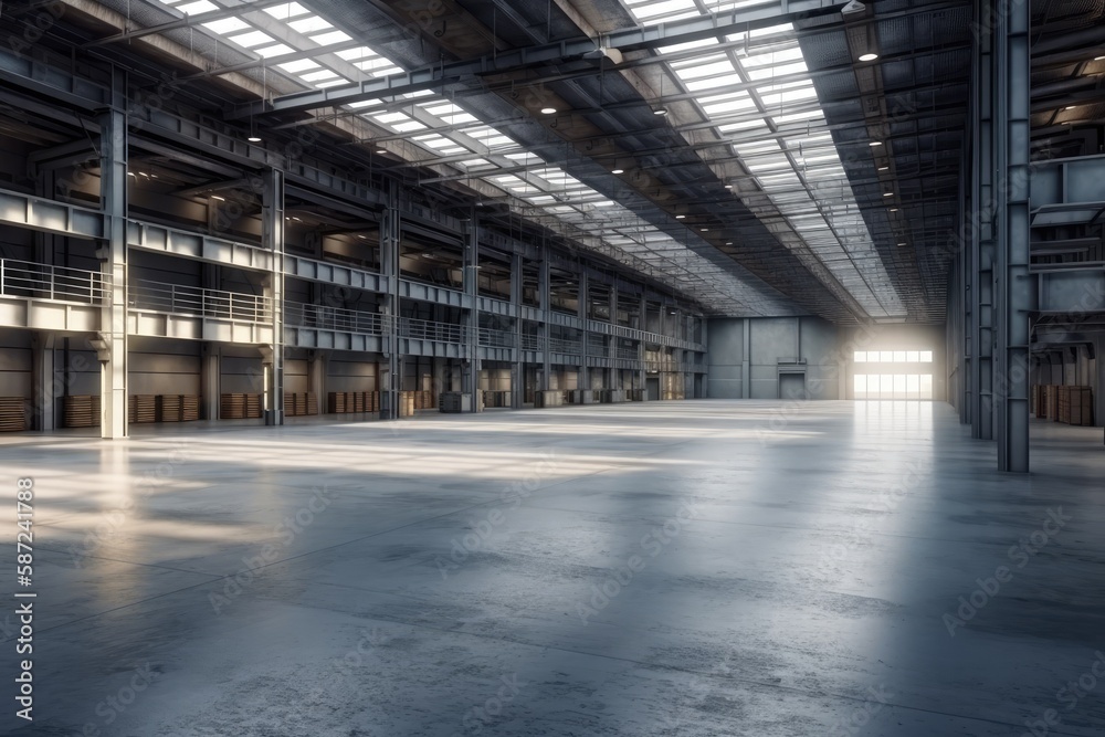 empty warehouse devoid of any human presence. Generative AI