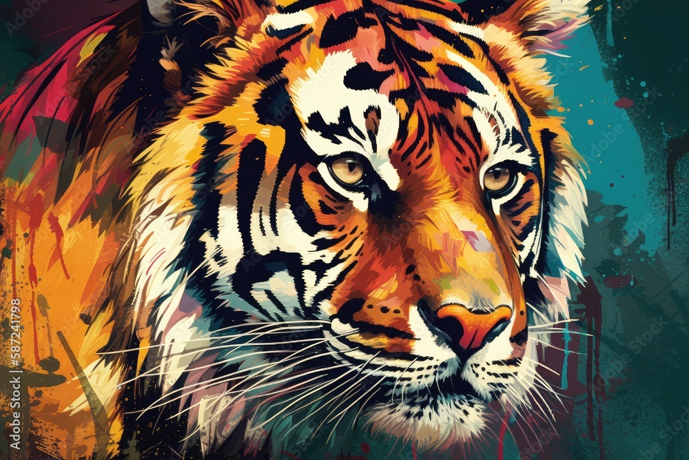 Beautiful animal retro style art Tiger