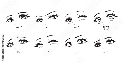 Anime school girl expressions
