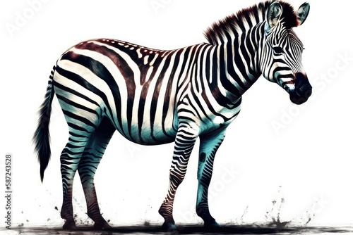 zebra on a white