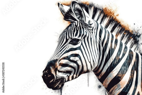 zebra head isolated on black