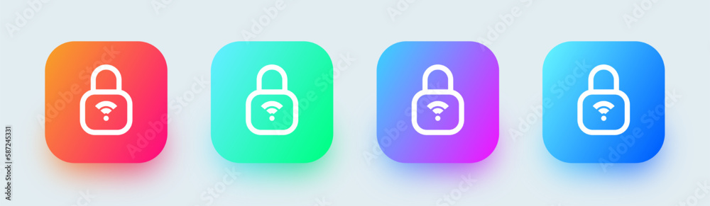 Padlock line icon in square gradient colors. Security signs vector illustration. Padlock line icon in square gradient colors. Security signs vector illustration.
