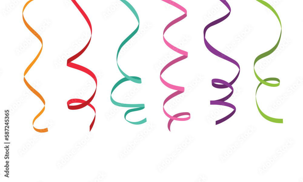 Set of colored vertical twisted rolled ribbons Set of colored vertical twisted rolled ribbons