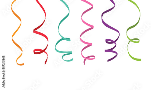 Set of colored vertical twisted rolled ribbons