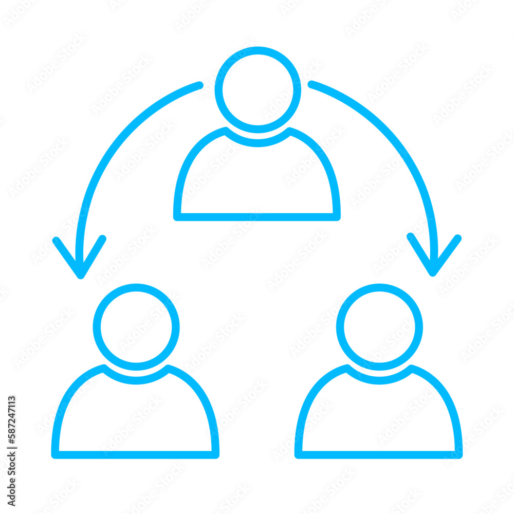 Coordination teamwork and Management icon with blue outline style. teamwork, business, meeting, team, people, group, businessman. Vector Illustration Coordination teamwork and Management icon with blue outline style. teamwork, business, meeting, team, people, group, businessman. Vector Illustration