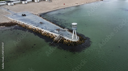 Bellevue Beach lifeguard tower on the coast of Denmark
