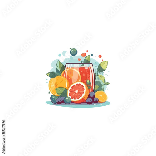 fresh fruit juice logo vector