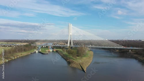 Aerial view of Redzinski bridge in Wroclaw, Poland
 photo