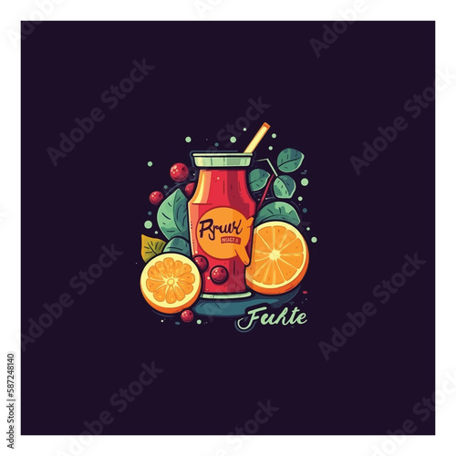 fresh fruit juice logo vector