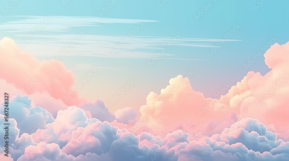 A soft pastel sky background makes a beautiful illustration. Generative AI