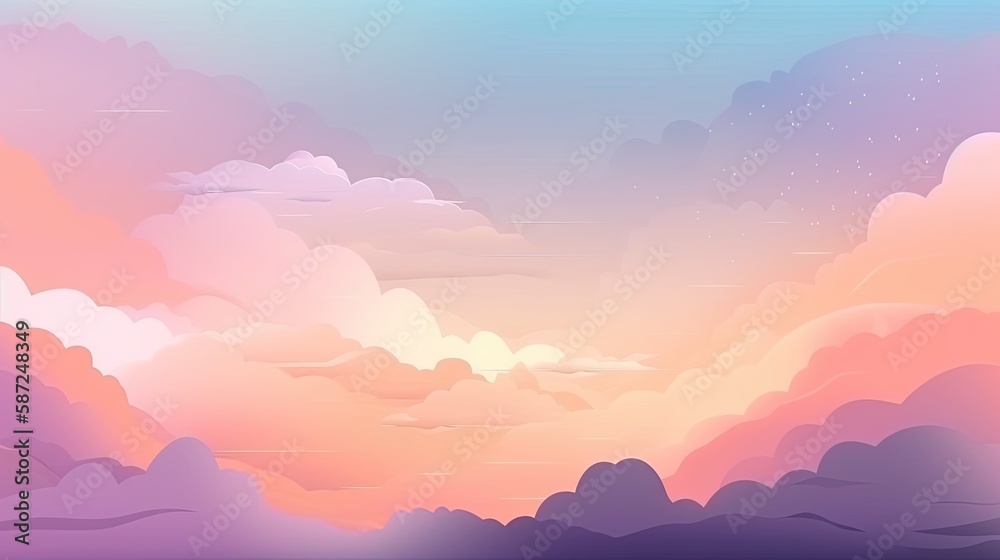 A soft pastel sky background makes a beautiful illustration. Generative AI