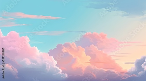 A soft pastel sky background makes a beautiful illustration. Generative AI