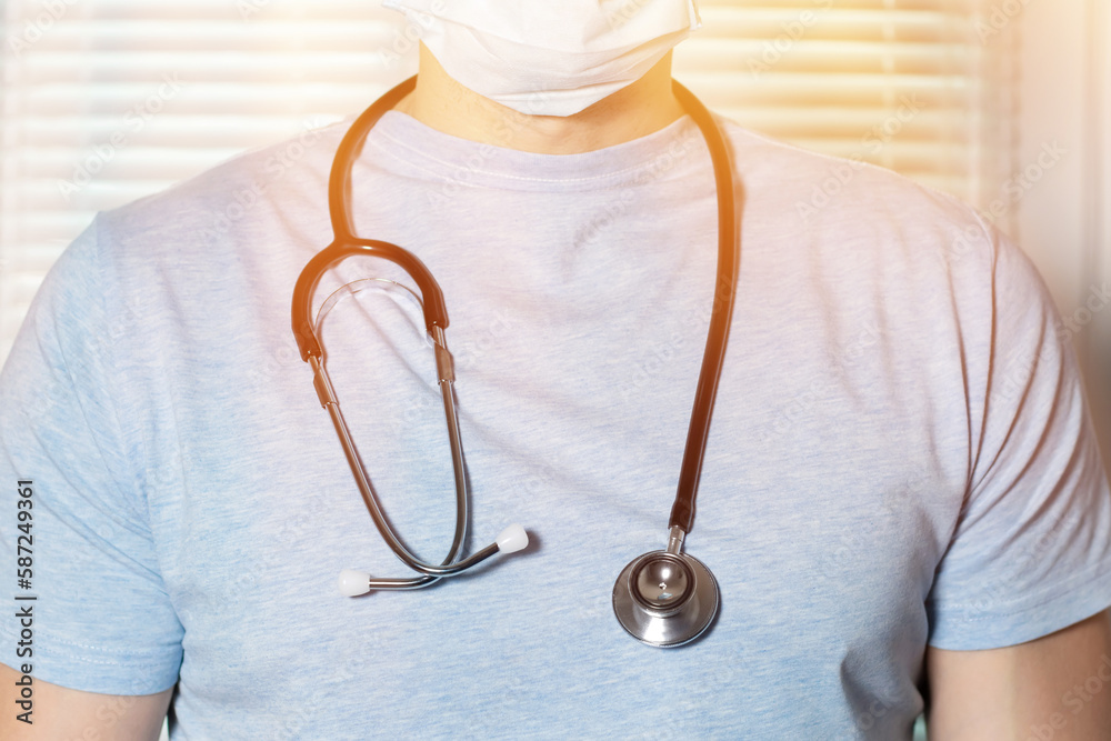 Doctor Man With Stethoscope In Hospital or clinic