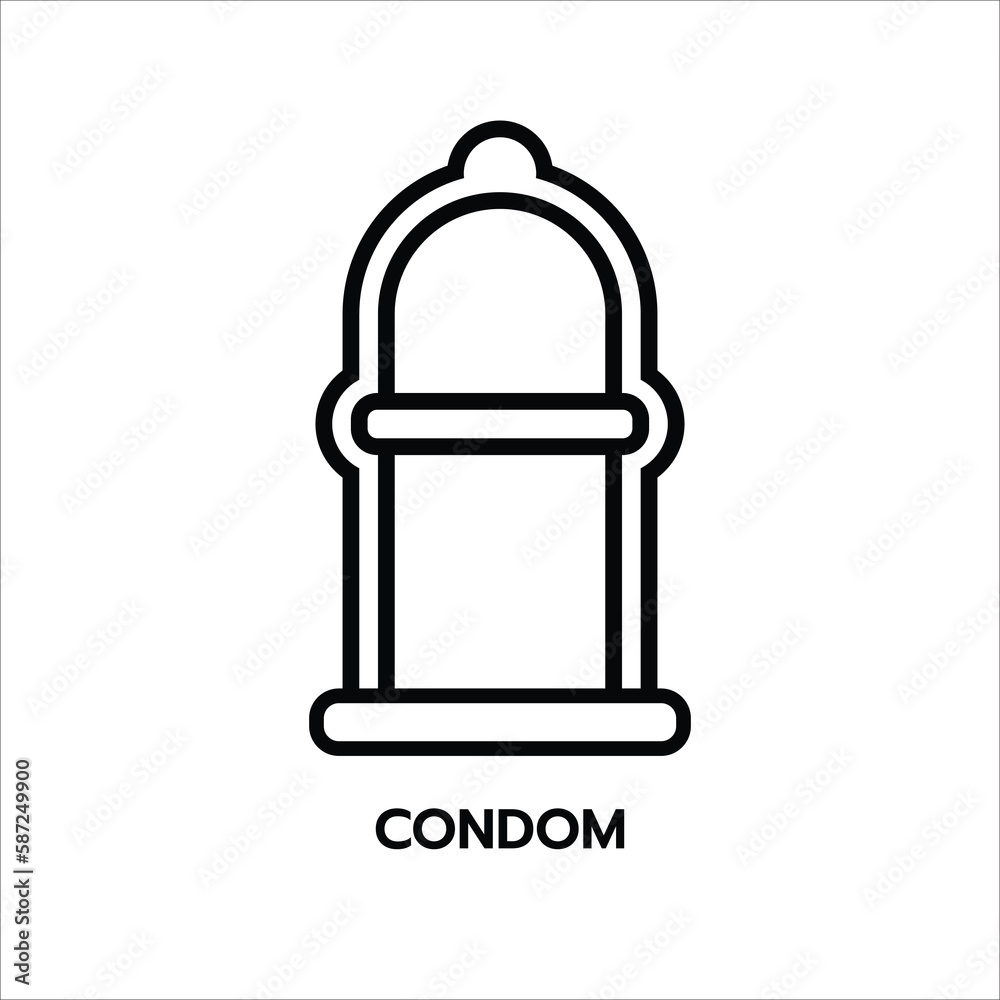 condom icon symbol in minimalist line. condom icon symbol in minimalist line.