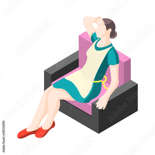 Isometric Tired Housewife