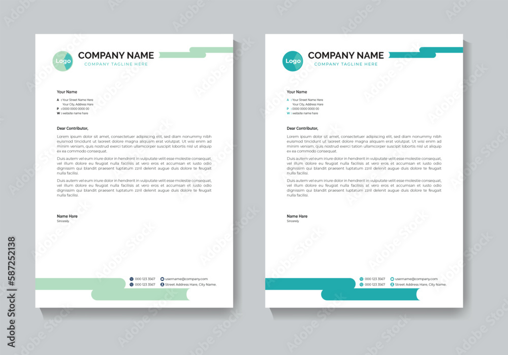  ‍Simple usual corporate Minimalist Creative Clean Marketing letterhead pad writing paper headed paper notepaper sheet of paper blank sheet writing paper Professional Simple Flat Vector Layout 