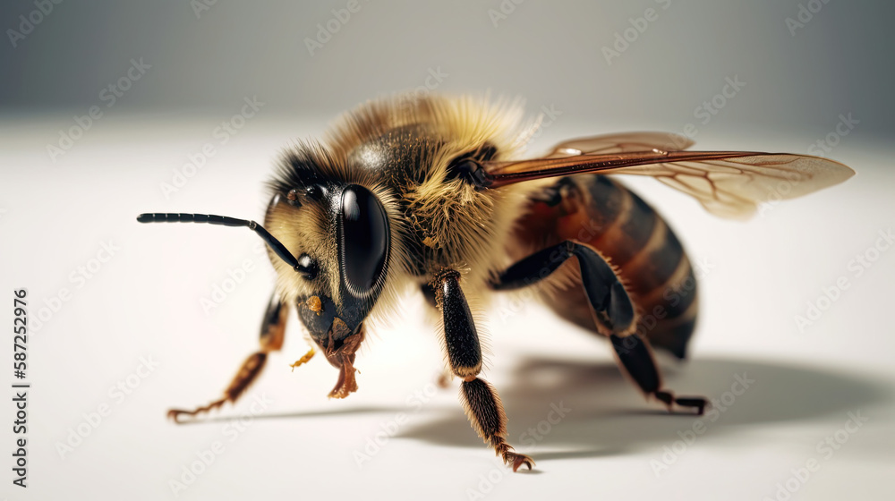 Bee Close Up on white Background Bee Close Up on white Background