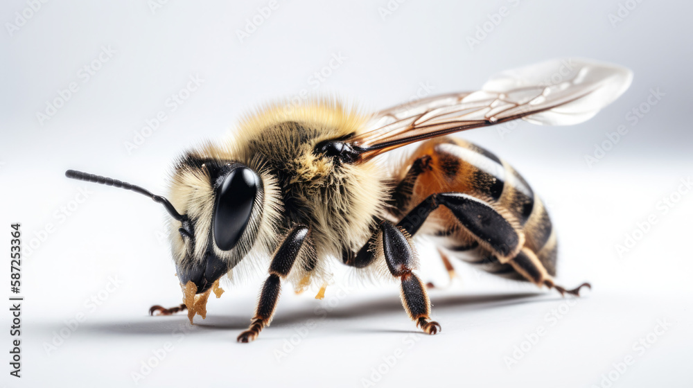 Bee Close Up on white Background