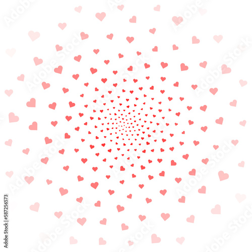 Love valentine's background withred falling hearts over white.
