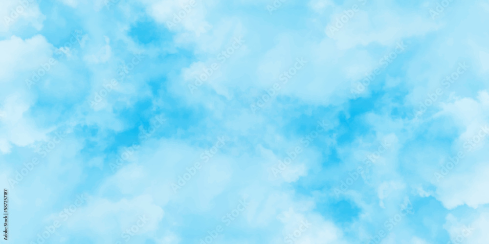 blue sky with white clouds in sunny weather .Blue Sky vector .White cumulus clouds formation in blue sky .blue water surface background .Panorama.
