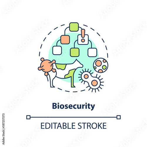 Biosecurity concept icon. Hazard prevention. Agriculture policy concern abstract idea thin line illustration. Isolated outline drawing. Editable stroke. Arial, Myriad Pro-Bold fonts used