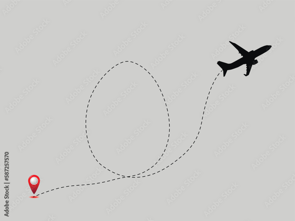 Airplane flight path with easter egg symbol. Happy easter. Airplane flight path with easter egg symbol. Happy easter.