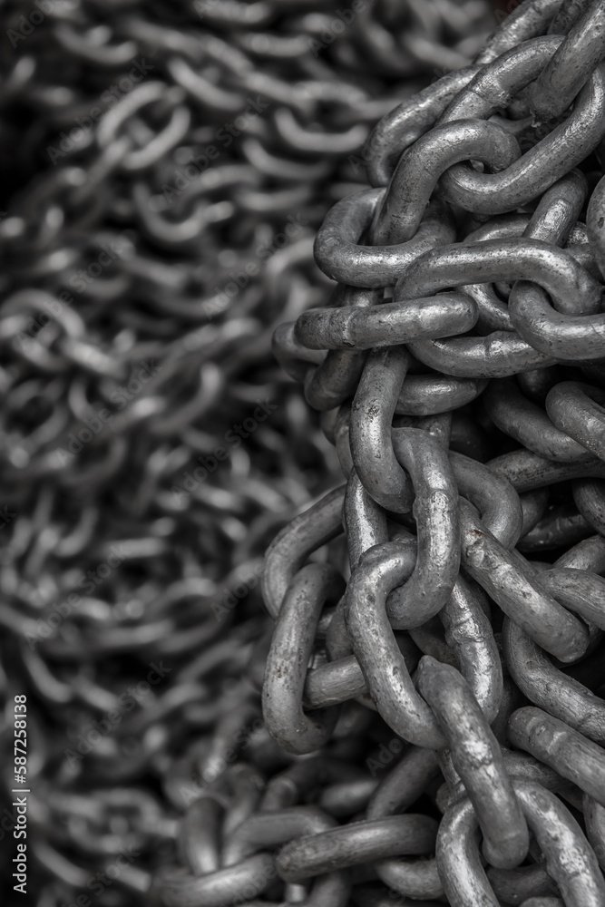 Stack of metal chains. Full chain floor. Stack of metal chains. Full chain floor.