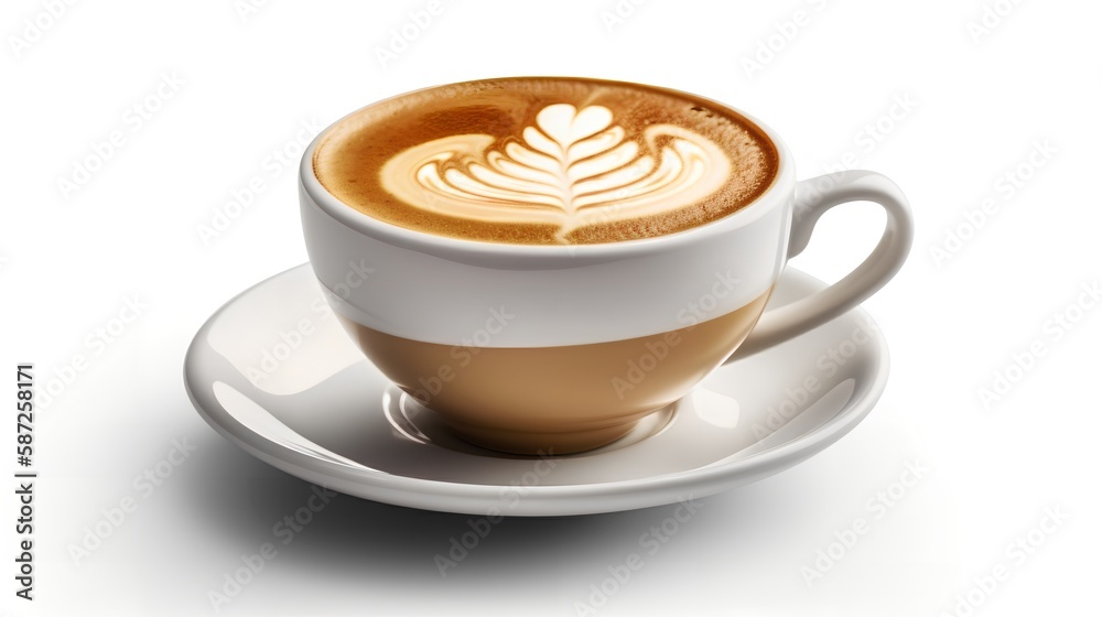 Cup Coffee Latte Isolated on White Background, Image Ai Generated Cup Coffee Latte Isolated on White Background, Image Ai Generated