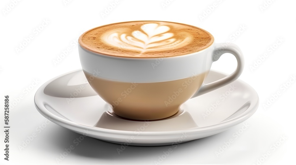 Cup Coffee Latte Isolated on White Background, Image Ai Generated Cup Coffee Latte Isolated on White Background, Image Ai Generated