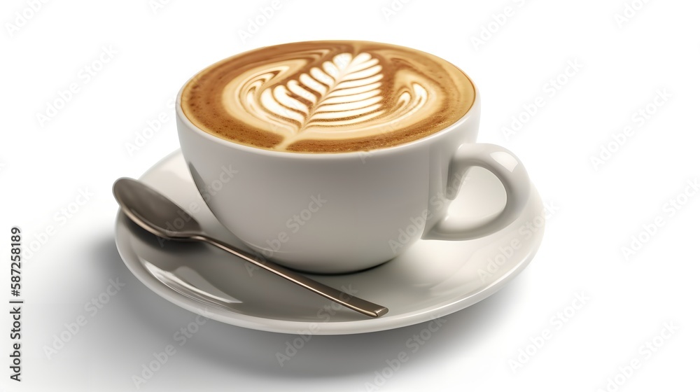 Cup Coffee Latte Isolated on White Background, Image Ai Generated Cup Coffee Latte Isolated on White Background, Image Ai Generated