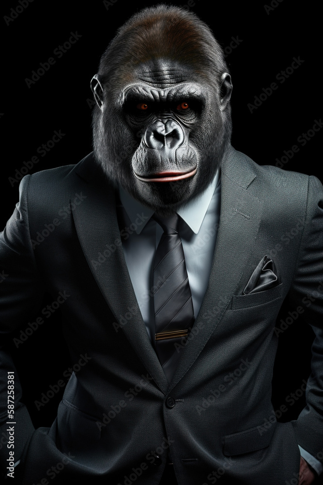 Fototapeta premium Abstract chimpanzee big boss image portrait