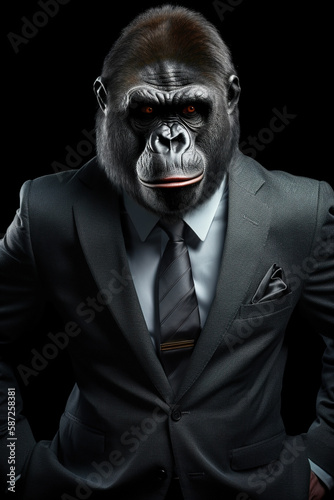 Abstract chimpanzee big boss image portrait