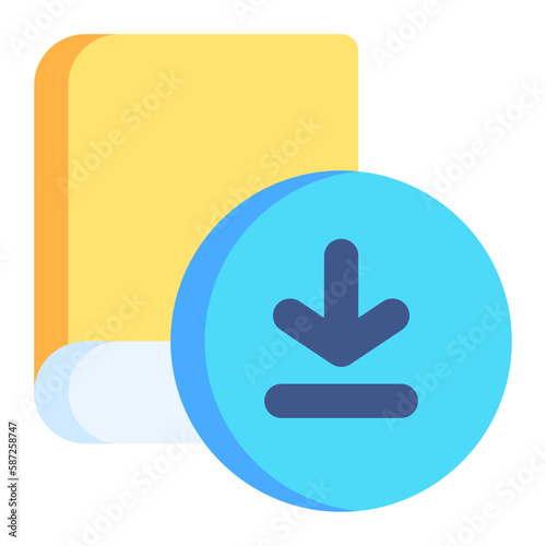 Download symbol in flat icon. Book, online learning, publishing, literature